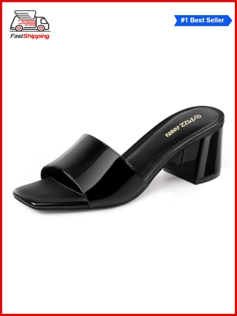 ✨ PIZZ ANNU Square Open Toe Low Block Heel Slide Sandals Mules Dress Shoes